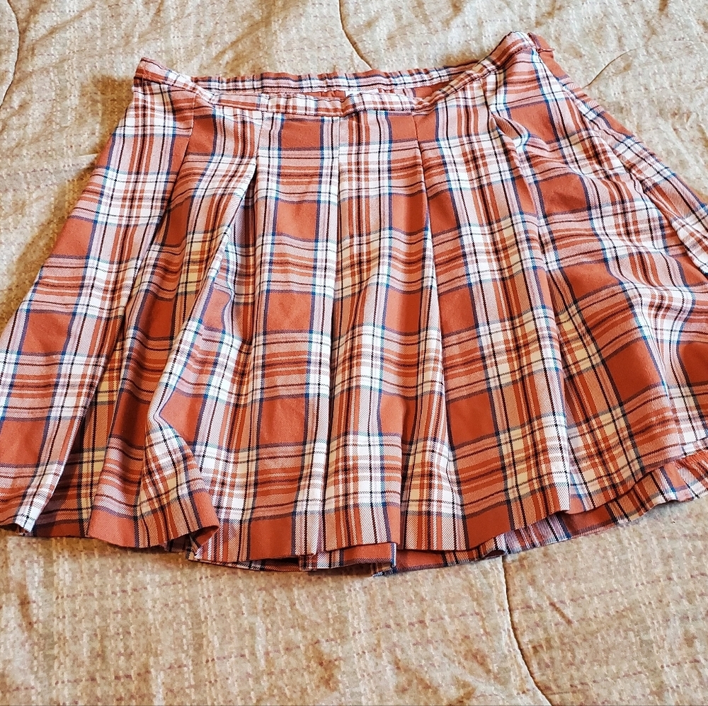 Wonder Nation Pleated Plaid Mini Skirt Orange Sz XXL (18) Preppy Schoolgirl Y2K
